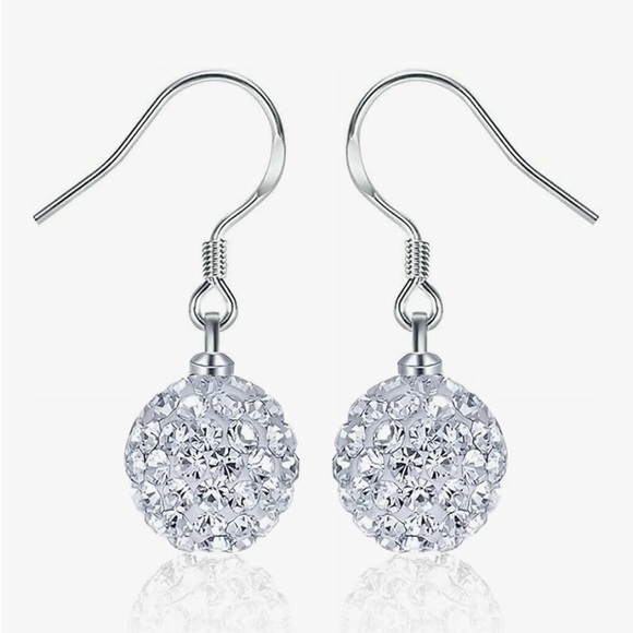 Amy Bee Jewelry Jewelry - White Gold Plated Rhinestone Ice Sphere Drop Earrings. New.